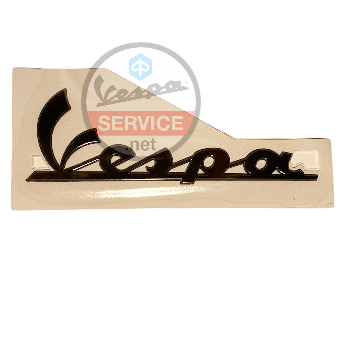 thumbnail image 2 of Vespa VE-311 Carbon Copper Cascade Emblem / Sticker - Front Placement, Black Plastic 2 of 4