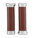 Tobacco Brown Faux Leather Grips for Vespa 50 & 150